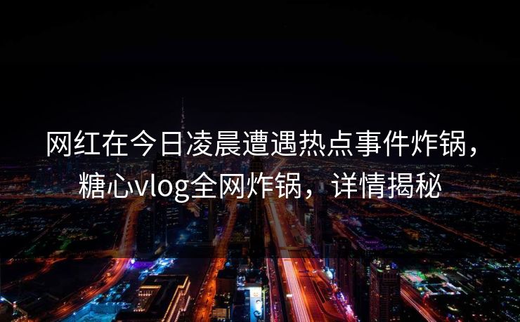 网红在今日凌晨遭遇热点事件炸锅，糖心vlog全网炸锅，详情揭秘