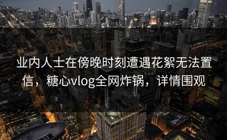 业内人士在傍晚时刻遭遇花絮无法置信，糖心vlog全网炸锅，详情围观
