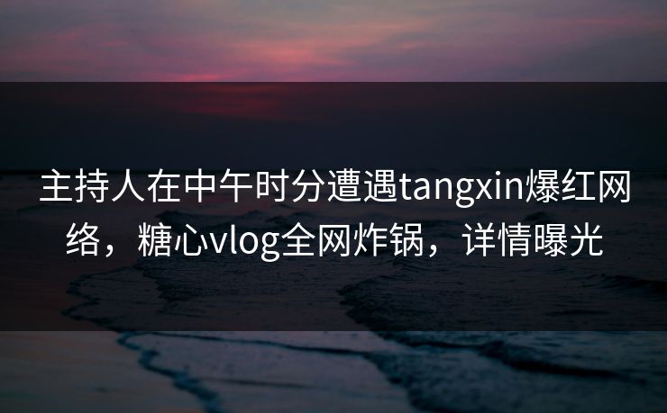 主持人在中午时分遭遇tangxin爆红网络，糖心vlog全网炸锅，详情曝光