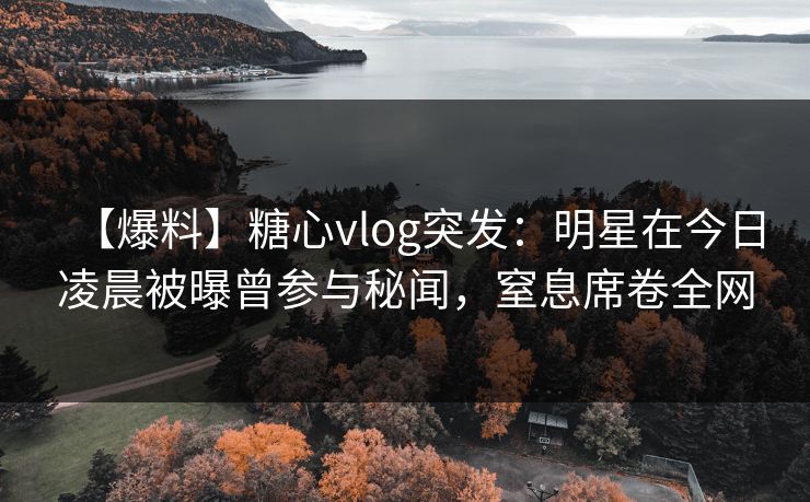 【爆料】糖心vlog突发：明星在今日凌晨被曝曾参与秘闻，窒息席卷全网
