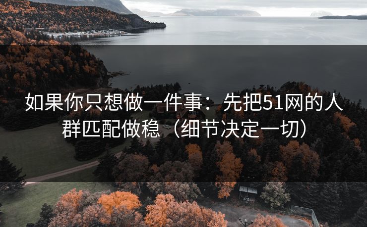 如果你只想做一件事：先把51网的人群匹配做稳（细节决定一切）